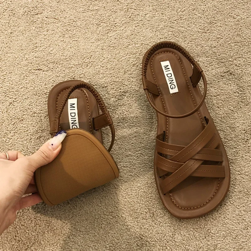 Damen Sandalen Klassiker Knöchel riemen Sommers andalen flache Schuhe für Frauen weiche Sohle Wohnungen Sandal ias Mujer lässige Sommerschuhe sandalen damen flache sandalen schuhe damen damen schuhe