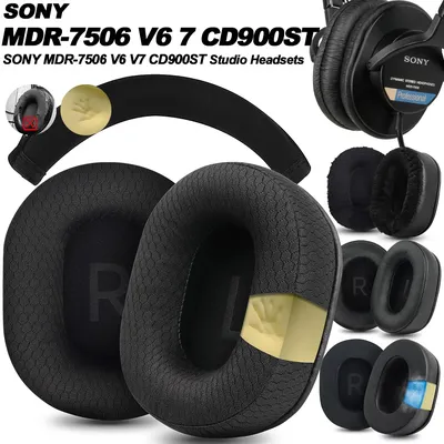 Kopfhörerpolster für SONY MDR-7506 V6 V7 CD900ST Ersatz-Ohrpolster Mesh-Tuch Memory Covers Schwamm Soft Protein Image