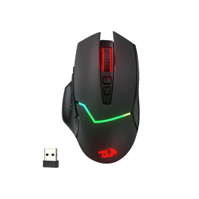 Redragon M690 PRO Kabellose Gaming-Maus, 8000 DPI, kabelgebundene Maus, Rapid Fire Key, 8 Makrotasten für PC/Mac/Laptop, schwarz/weiße Maus Image