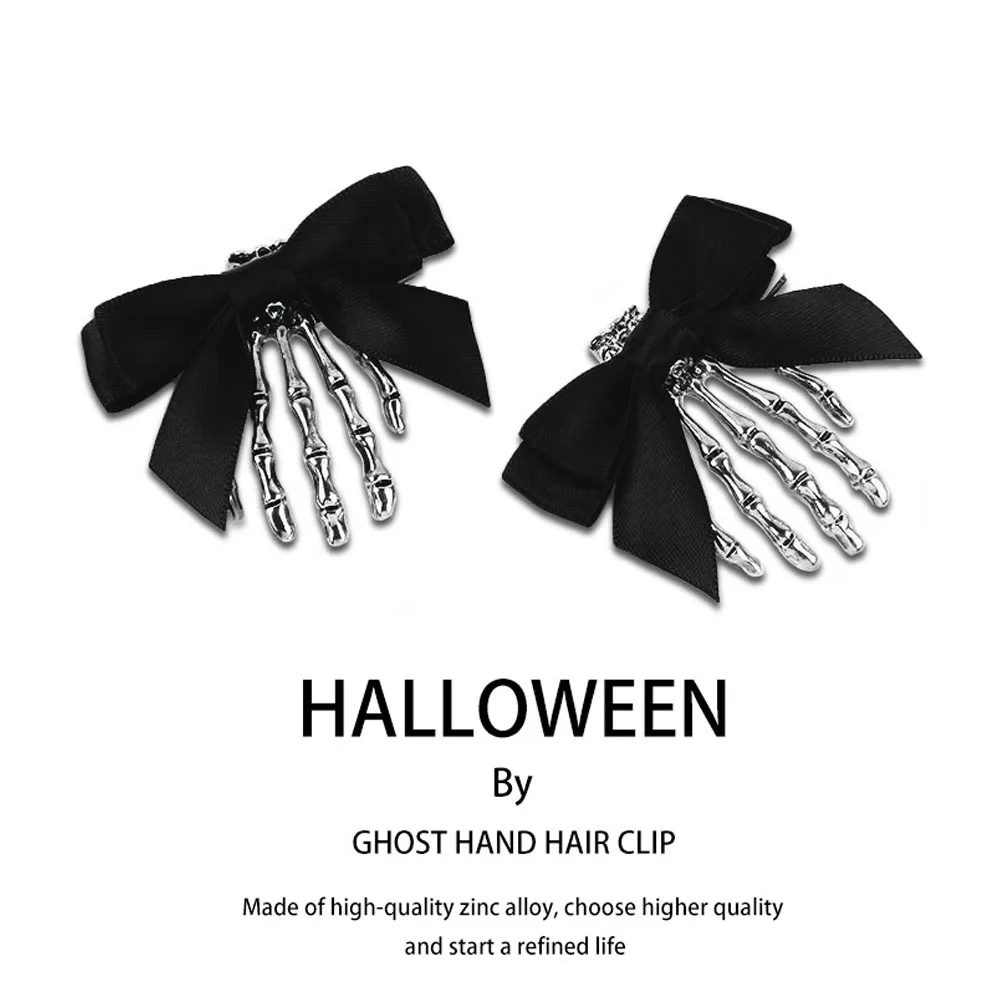 Halloween Schwarz Band Haarnadel Bowknot Schädel Hand Haar Clip Vintage Punk Gothic Persönlichkeit Frauen Mädchen Haarspange Haar Zubehör