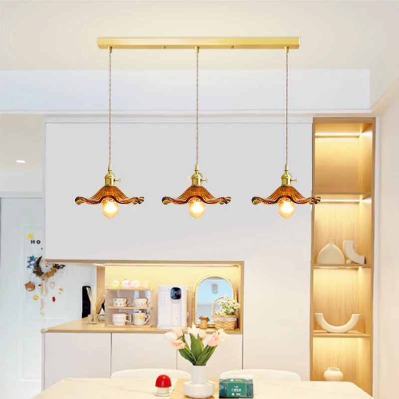 Vintage-Pendelleuchte im Vintage-Stil mit klarem Glas und Messing, Bauernhaus-Hängeleuchten für das Esszimmer in der Kücheninsel