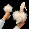 Frauen Moderne Hausschuhe Sommer Neue Sexy Feder Schmücken High Heels Stiletto Peep Toe Maultiere Plus Größe Damen Sexy Pumps Schuhe
