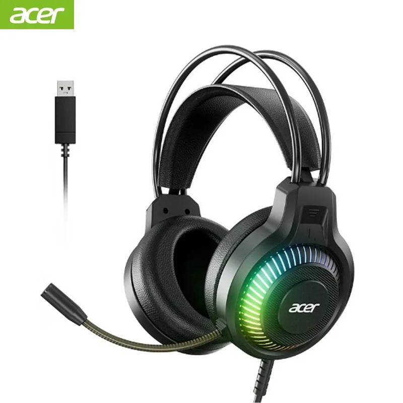 Acer OHW303 Gaming-Kopfhörer mit Mikrofon, LED-Licht, 7.1 Stereo, virtueller Surround-Bass-Kopfhörer, Headsets, Gamer für Computer, PC, Gamer Image