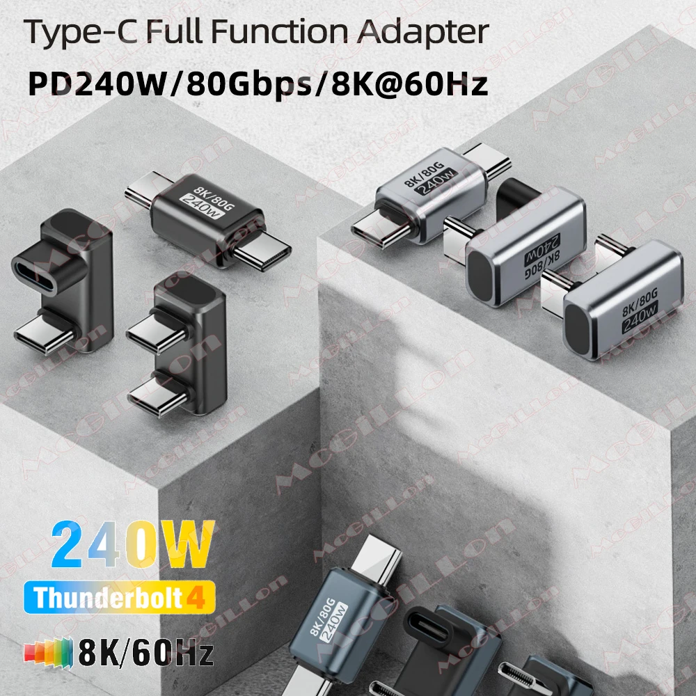PD240W USB4.0 Typ C Konverter Metall 80 Gbit/s 8K Videoausgang Schnellladung Datensynchronisierung USB-C-Adapter für iPhone iPad Laptop Monitor Image