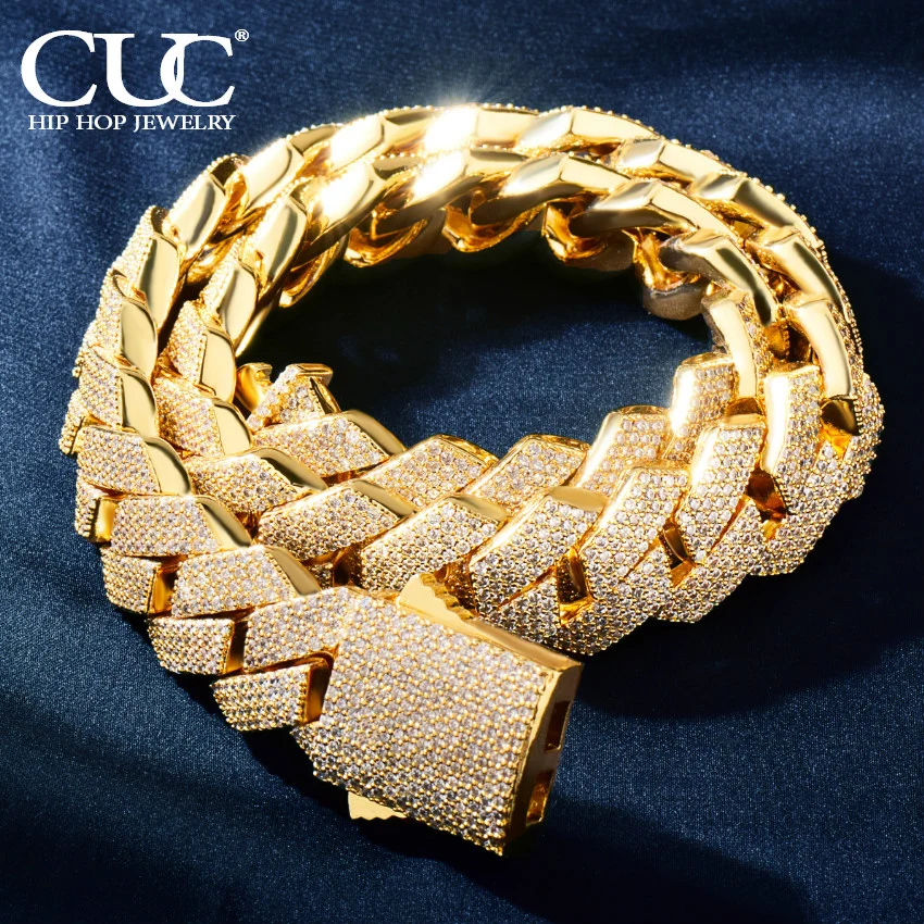 CUC Männer Hip Hop Halskette 20mm 4Row Miami Kubanische Kette Gold Farbe Iced Out Zirkonia Link Mode Rock Rapper schmuck