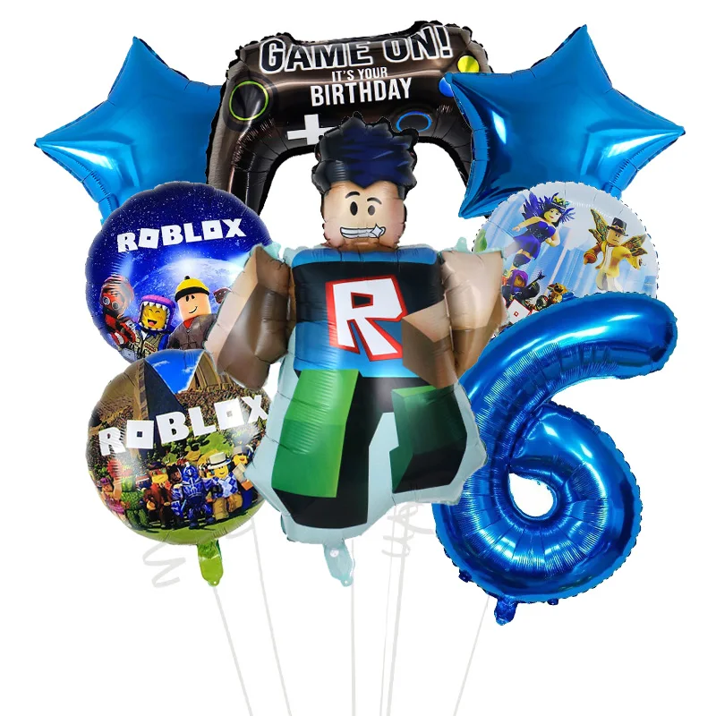 Cartoon Spiel Roblox Set Junge Luftballons Cartoon doppelseitige Geformt Geburtstag Party Decor Baby Dusche Anzahl DIY Folie Ballon set Image