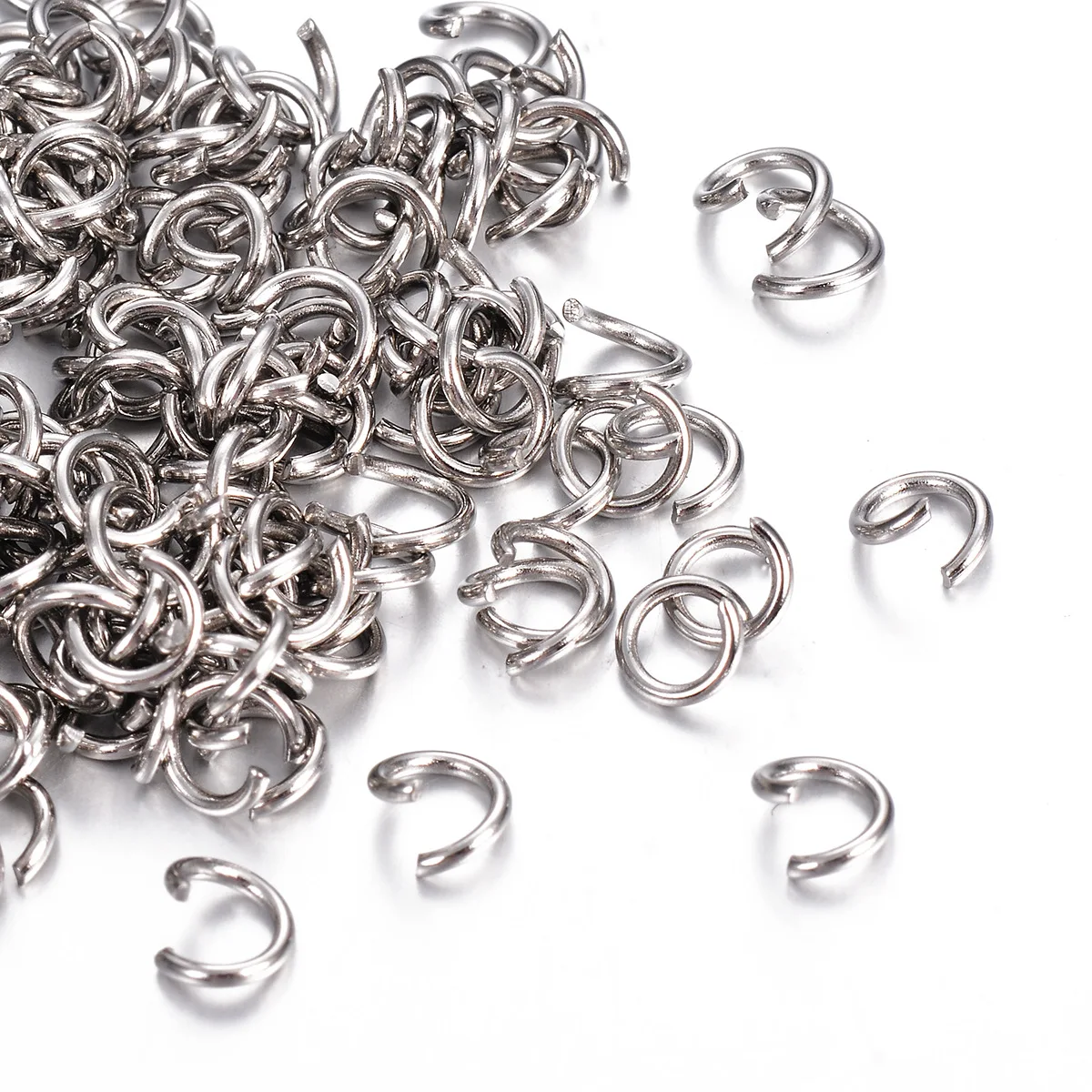 4 mm, 5 mm, 6 mm, 8 mm, 9 mm, 10 mm, offene Biegeringe, Edelstahl-O-Ring-Anschlüsse, Bulks für DIY-Handwerk, Schmuckherstellung