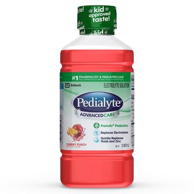 Pedialyte AdvancedCare Oral Electrolyte Solution Cherry Punch Flavor 33.8 oz. Electrolyte (1028259_CS) 8/CS Pedialyte® AdvancedCare™ Electrolytes