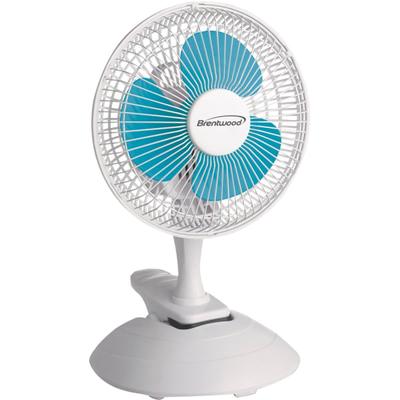Brentwood Kool Zone F-621W 6" Convertible Clip Desk Fan - 152.4 Mm Fan Diameter - 2 Speed