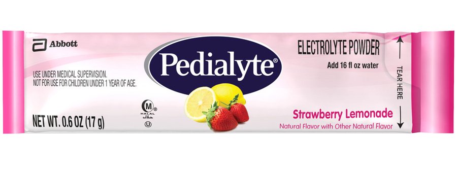 Pedialyte Powder Packs Oral Electrolyte Solution Strawberry Lemonade Flavor 0.6 oz. Electrolyte (1130200_PK) 6/PK Pedialyte® Powder Packs Electrolyte