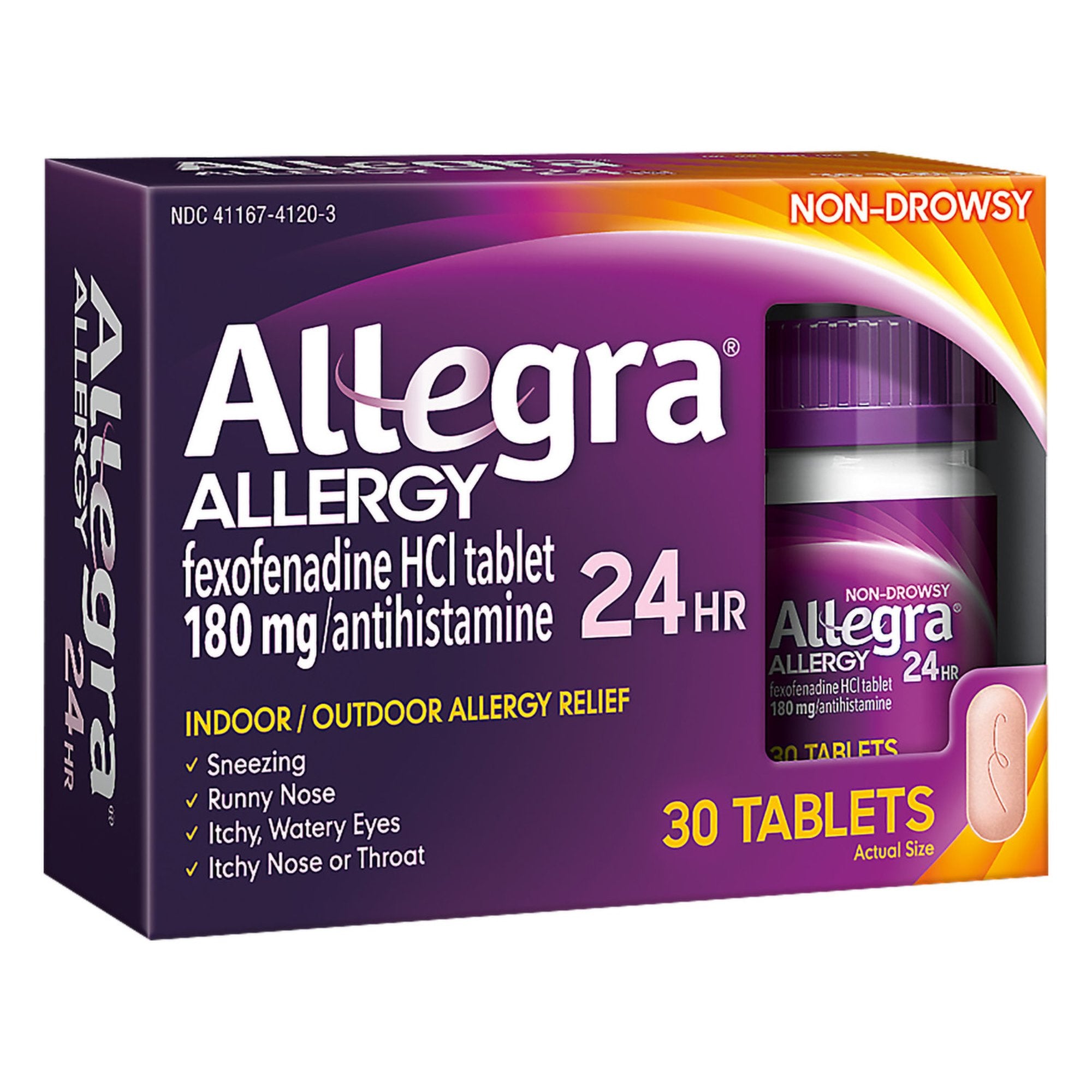 Allegra Allergy Relief 180 mg Strength Tablet 30 per Box (767036_BX) 1/BX Allegra® Cough, Cold, and Allergy Medications