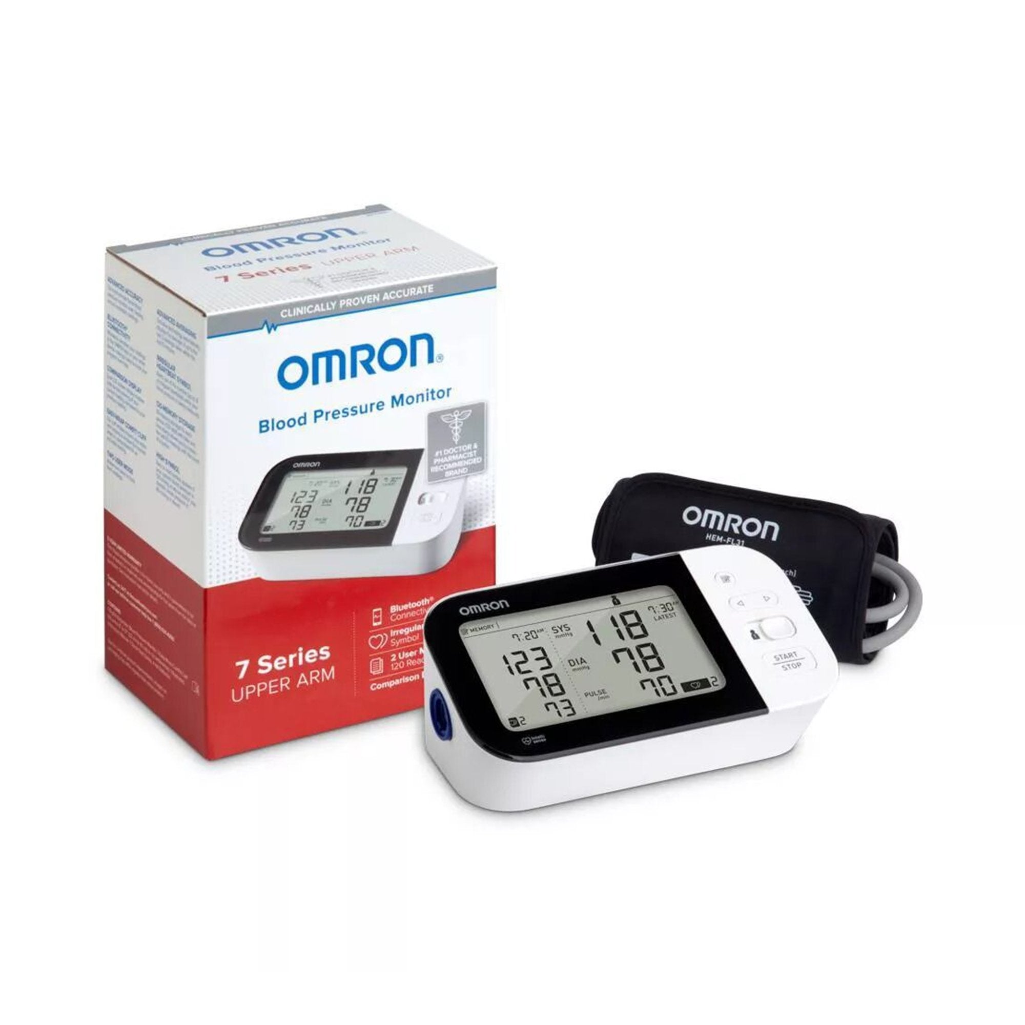 Omron7 Series Home Automatic Digital Blood Pressure Monitor Wide Range Nylon Cuff 23 - 43 cm Desk Model (1150428_EA) 1/EA Omron®7 Series™ Blood Pressu