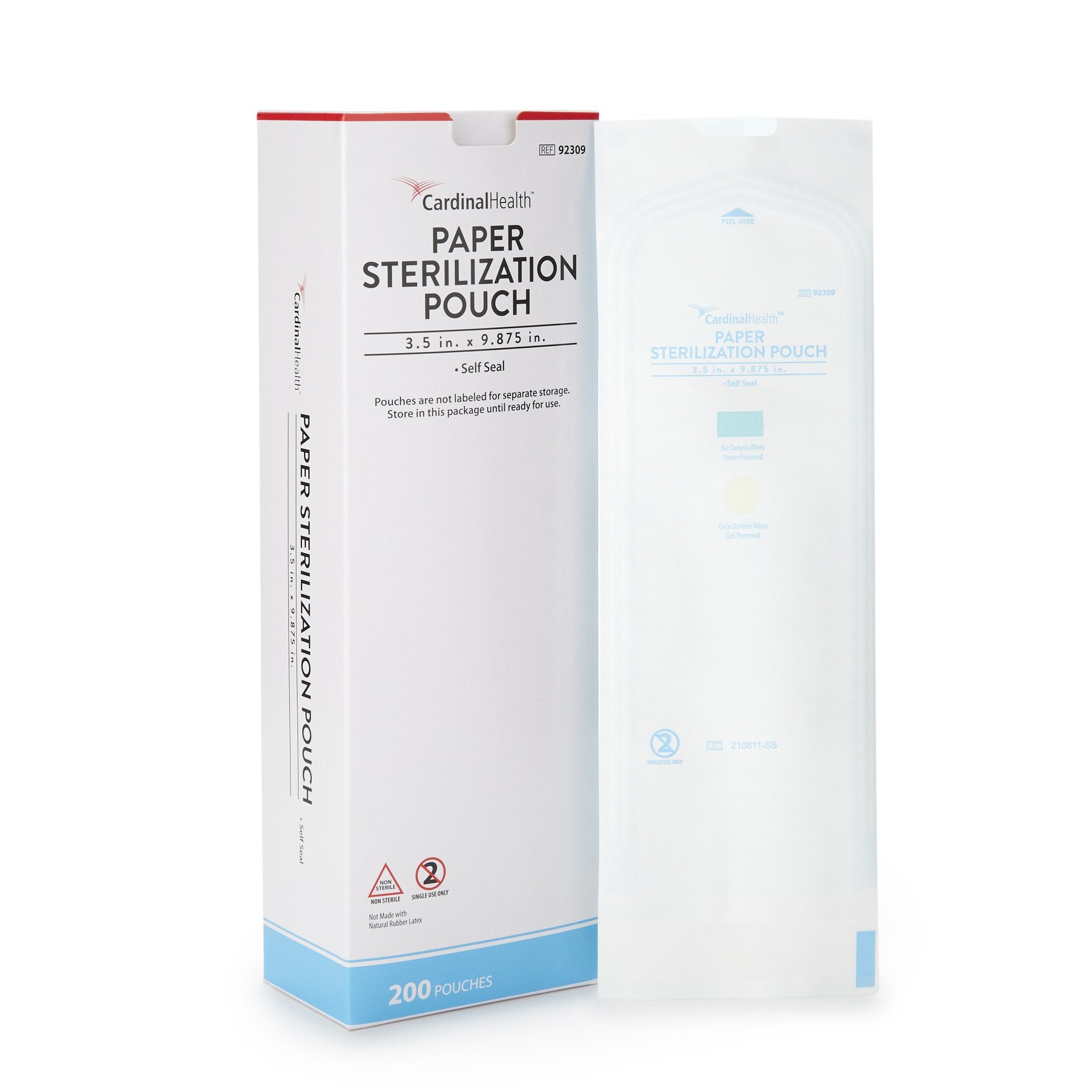 Cardinal Health Sterilization Pouch Ethylene Oxide (EO) Gas / Steam 3-1/2 X 9 Inch Transparent / White Self Seal Paper / Film (344693_CS)