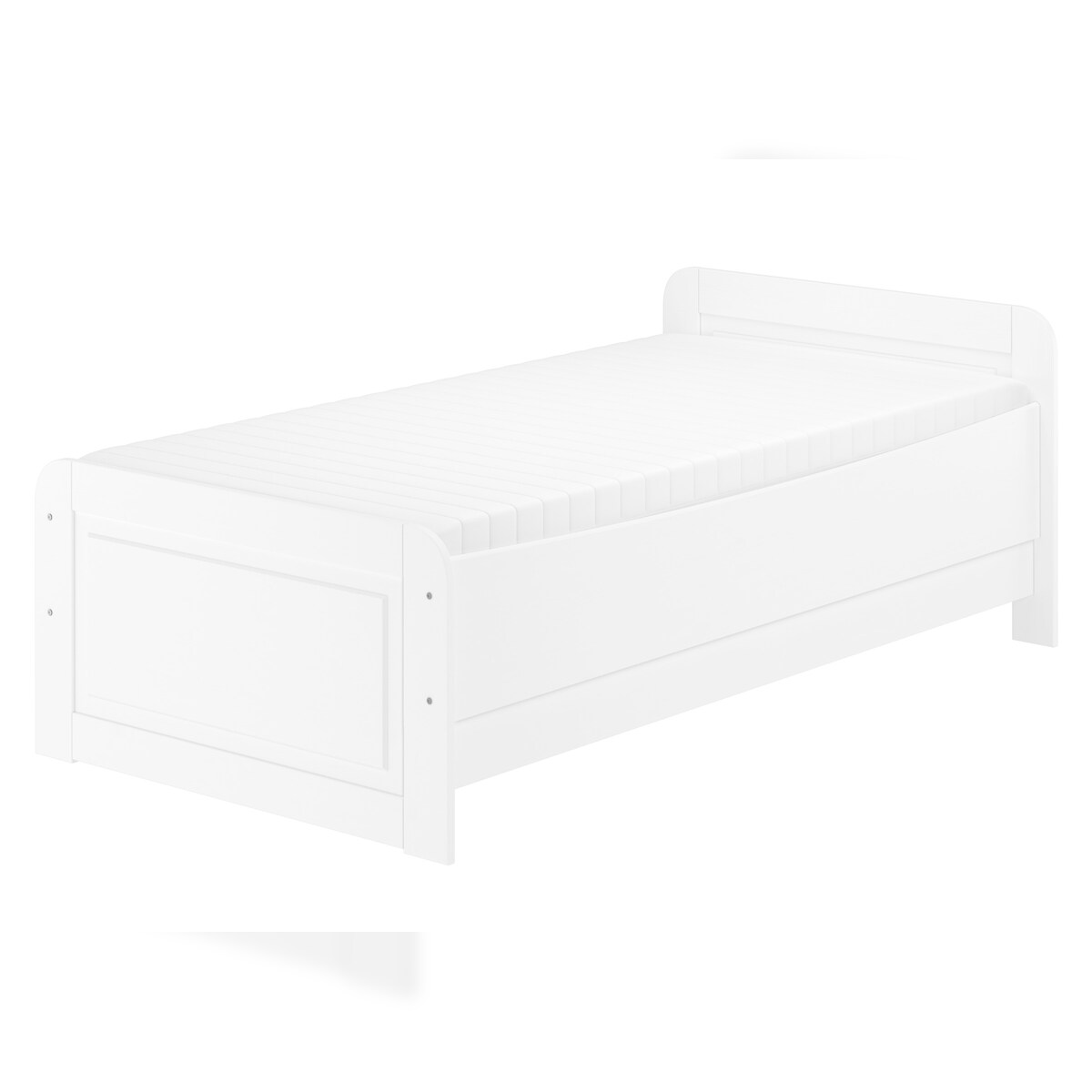 Erst-Holz Weißes Seniorenbett extra hoch 90x200 Zubehör wählbar V-60.42W-09 Rollrost und Matratze inkl. Image