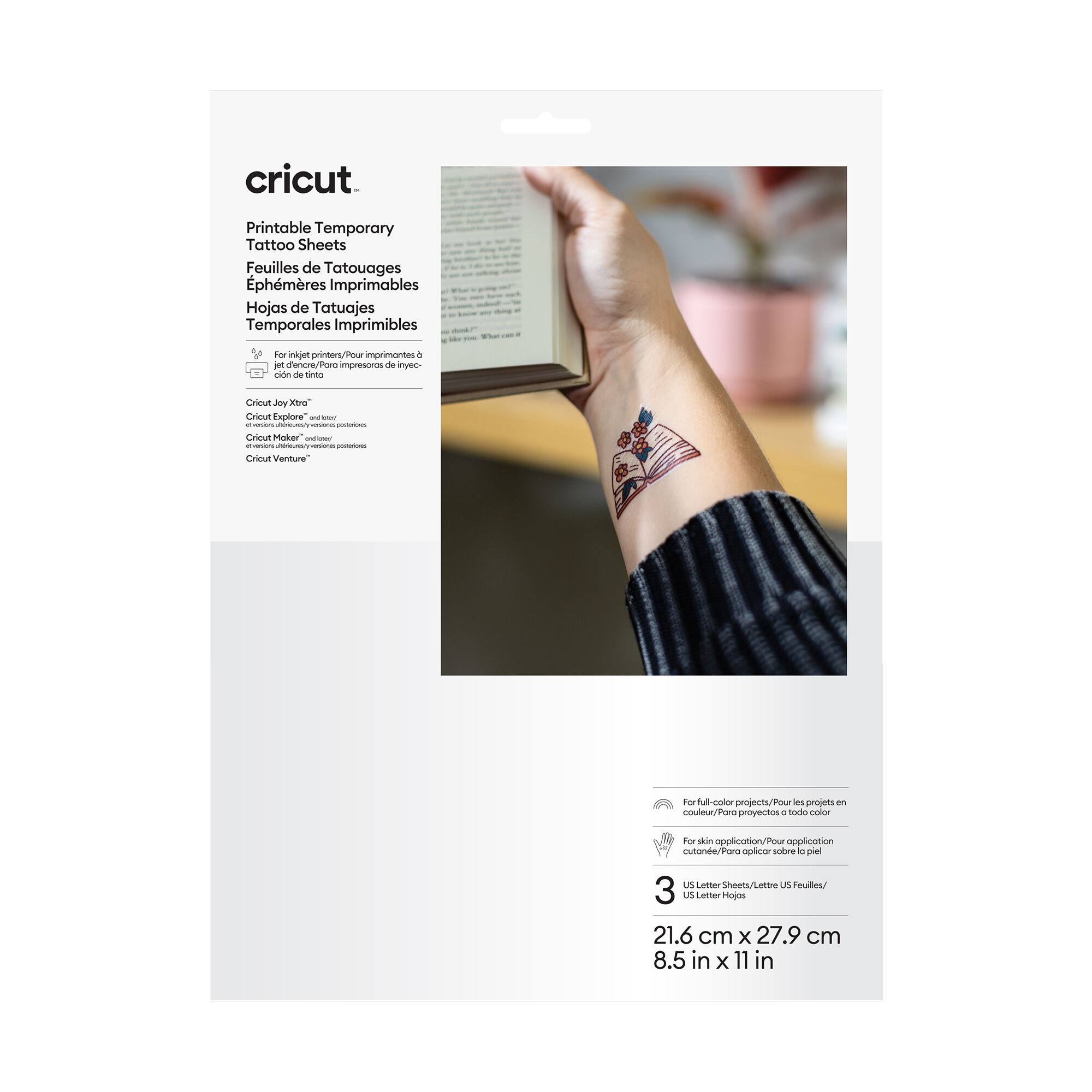 Cricut Printable Temporary Tattoo Sheets | 8.5 in x 11 in | 3 Count