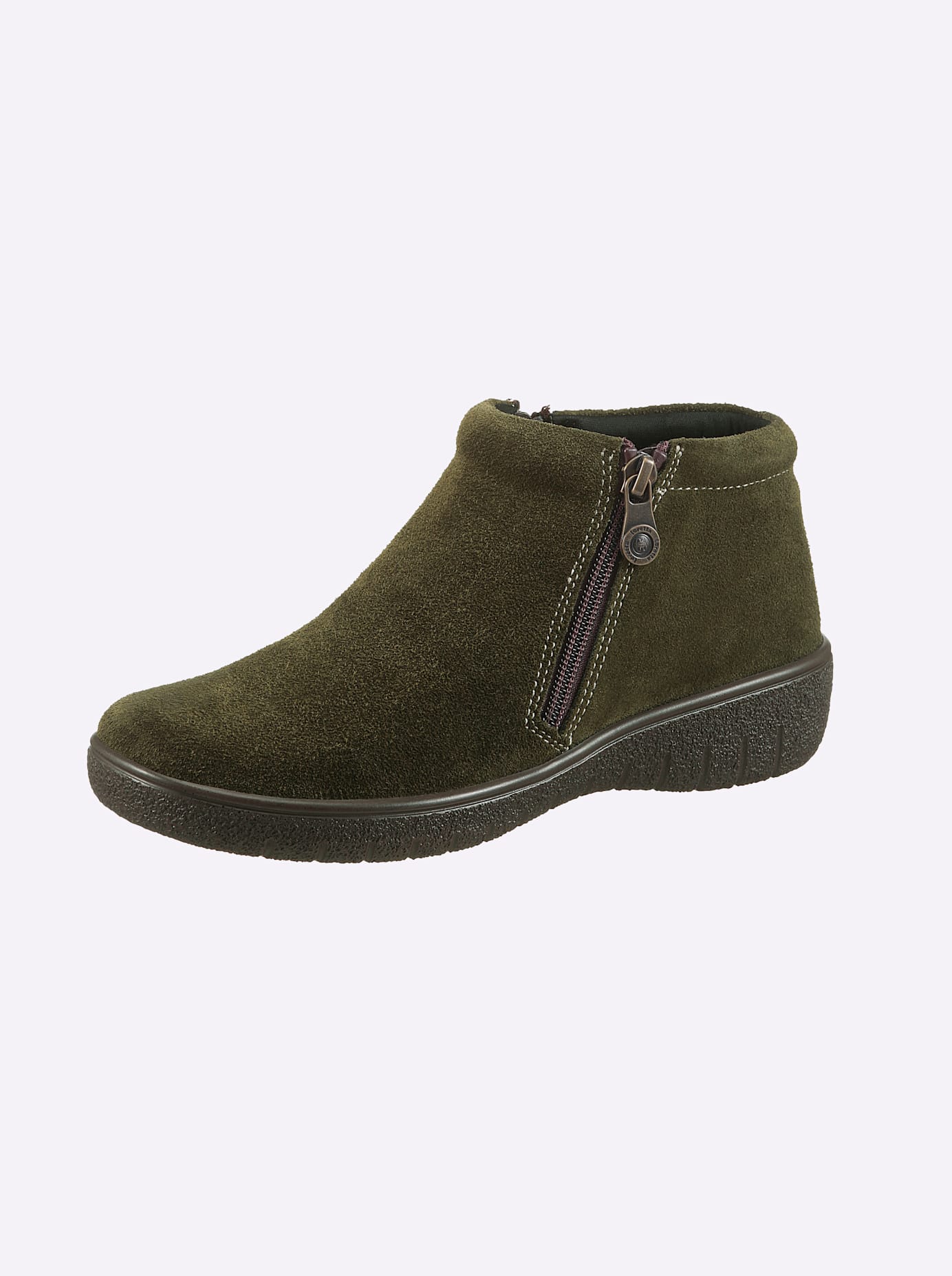 Stiefelette CASUAL LOOKS, Damen, Gr. 41, grün (oliv), Veloursleder, Schuhe