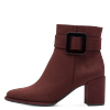 Stiefelette MARCO TOZZI, Damen, Gr. 37, rot (bordeaux), Textil, unifarben, Veloursleder, elegant, Schuhe, Blockabsatz, Ankleboots mit modischer Zierschnalle