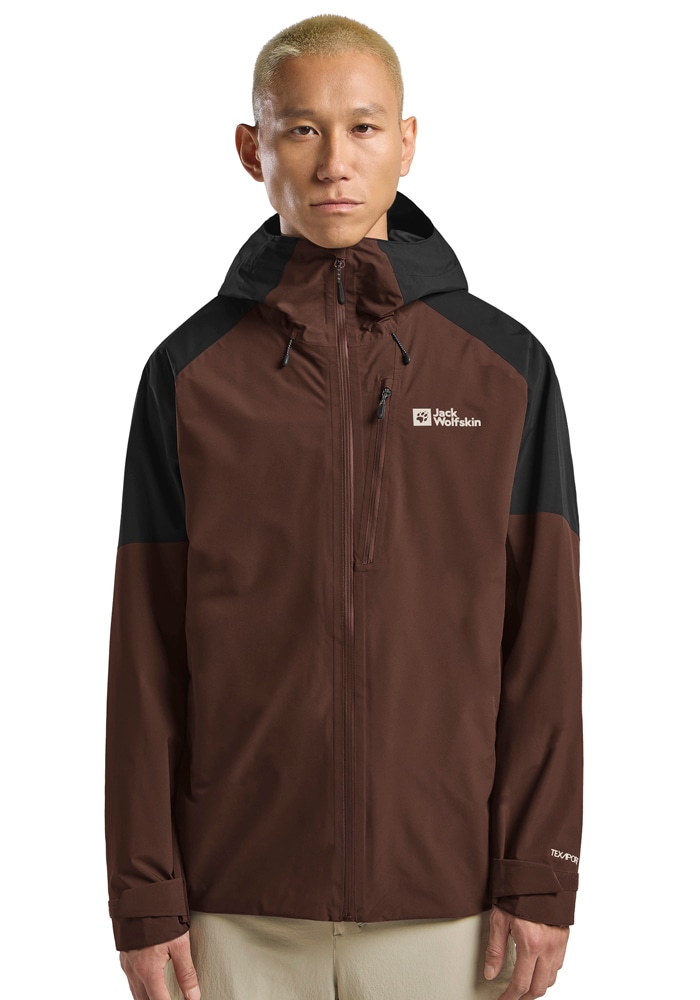 Funktionsjacke JACK WOLFSKIN "EAGLE PEAK 2L JKT M", Herren, Gr. XL (54/56), hotchoc, Oberstoff: 100% POLYESTER ; Kontrast:100% POLYESTER ; Futter:100% POLYESTER, Jacken Funktionsjacke