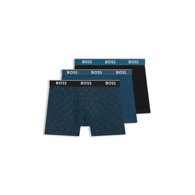 Boxershorts BOSS "Boxer Brief 3P Power Design", Herren, Gr. XL, bunt (open miscellaneous 983), Jersey, Obermaterial: 95% Baumwolle, 5% Elasthan, eng, Unterhosen, mit 2x Uni und 1x Muster Image