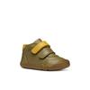Klettboot GEOX "B STEPPIEUP BOY", Kinder, Gr. 24, grün (grün, gelb), Glattleder, casual, Schuhe, Barfußschuh, Freizeitschuh mit Klettverschluss