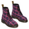 Schnürstiefelette DR. MARTENS "1460 8 Eye Boot", Damen, Gr. 36, pink (pink kariert), Leder, modisch, Schuhe, Festival, Blockabsatz, Schnürboots mit gelber Rahmennaht