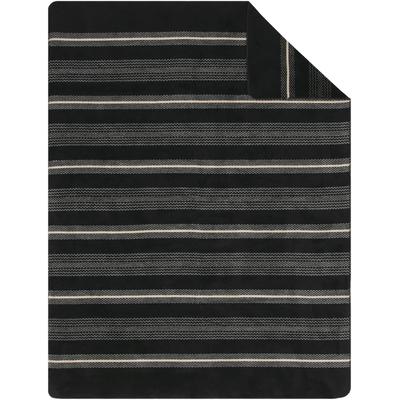 Wohndecke IBENA "Wohndecke Cartagena", schwarz (schwarz, natur), B:150cm L:200cm, Baumwolle, Polyacryl, Polyester, Wohndecken, in minimalistischem Streifendesign Image