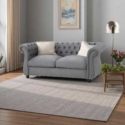 61.75-Inch Modern Upholstered 2-Seater Loveseat With Nailhead Detail And Solid Wood Legs