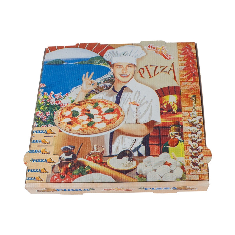DayBays 50 Stk. Pizza-Karton 50x50x5 cm Weiß Kraftpapier bedruckt mit Pizza-Motiv Image