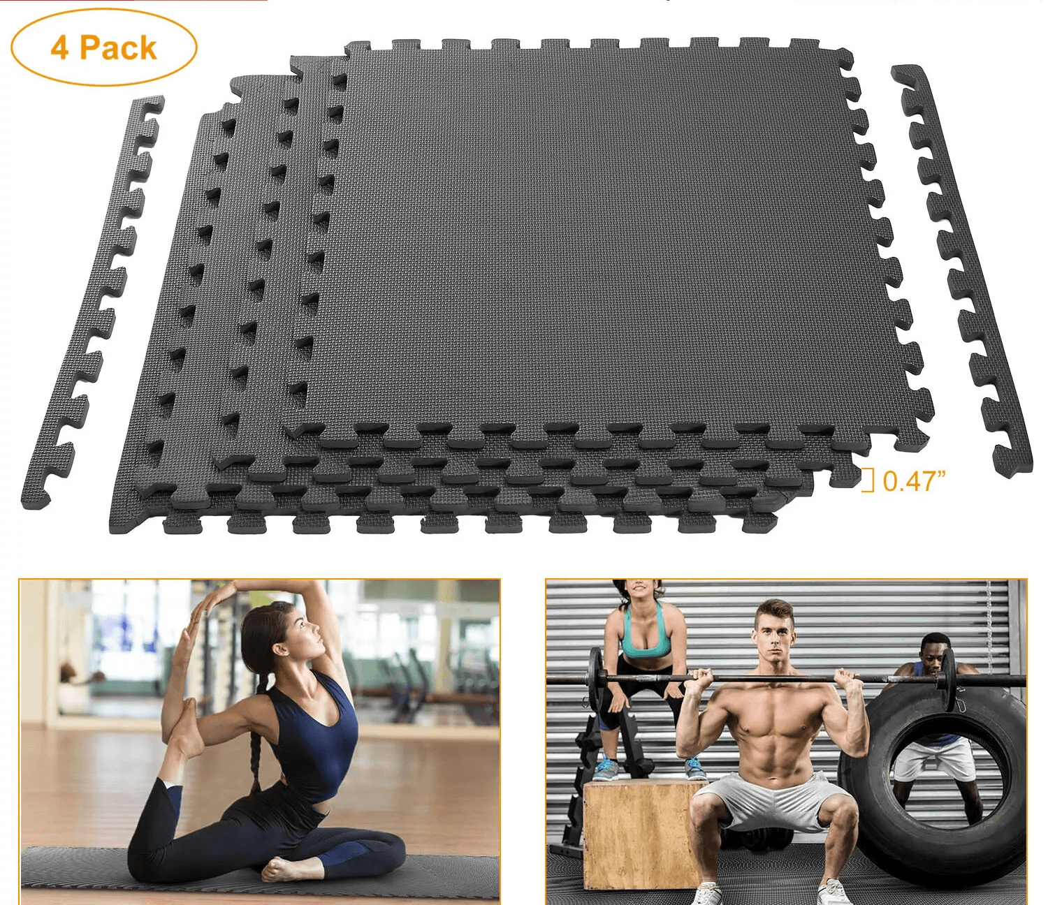Gray Interlocking Puzzle Tiles Gym Exercise Mat, Durable EVA Foam Floor Padding For Home Fitness, Playrooms & Garage Use Gray Interlocking Puzzle Tiles Gym Exercise Mat, Durable EVA Foam Floor Padding For Home Fitness, Playrooms & Garage Use