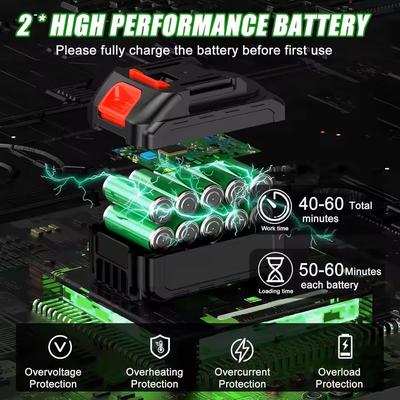 Cordless Lawn Trimmer Weed Wacker With 2 Li Ion Batteries And 3 Blade Types battery