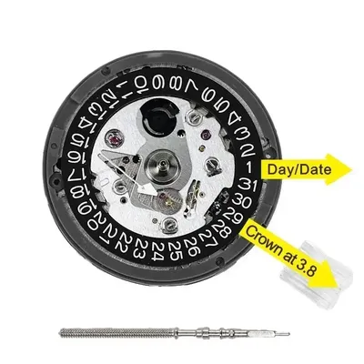 Automatic Movement Jewels Self Winding High Accuracy Premium Replacement For Dial Mods At Date Position black At 3.8