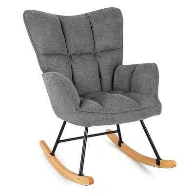 Modern Linen Nursery Rocking Chair, High Back Upholstered Glider With Padded Armrests For Baby Room, Reading, Relaxing Modern Linen Nursery Rocking Chair, High Back Upholstered Glider With Padded Armrests For Baby Room, Reading, Relaxing