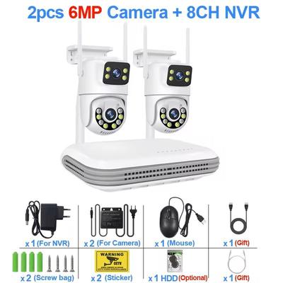 Wireless CCTV Security Camera System With Dual Lens Cameras And 8CH NVR 8ch Nvr + 2 Cam 500gb