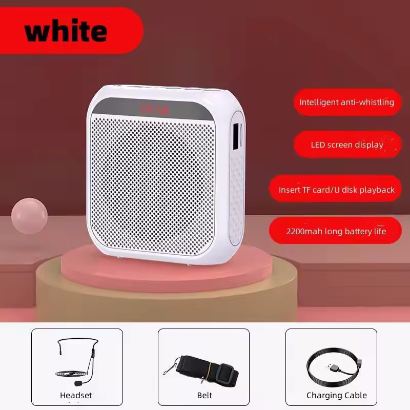 Portable Voice Amplifier With Microphone, 5W Bullhorn Megaphone For Teachers, Tour Guides & Public Speaking white