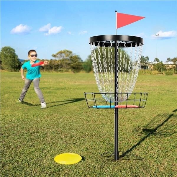 Heavy Duty Portable 24 Chain Disc Golf Basket With 3 Discs Practice Target For Backyard & Travel Heavy Duty Portable 24 Chain Disc Golf Basket With 3 Discs Practice Target For Backyard & Travel