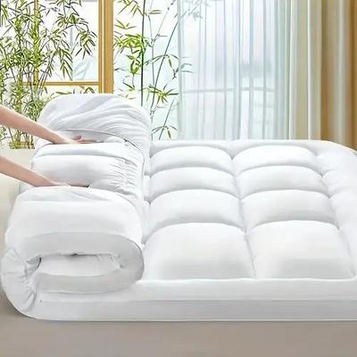 Extra Thick Mattress Topper For Back Pain Quilted Pillow Top Mattress Cover With Deep Pocket Fit white twin 39 X 75 In