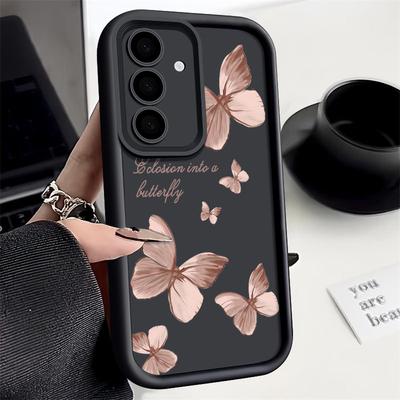 Trendy Gold Butterfly TPU Phone Case Stylish Protective Cover For Samsung Galaxy black for Samsung S23
