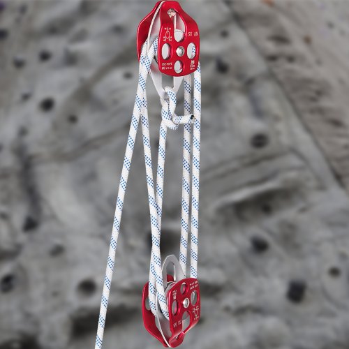 Heavy Duty Twin Sheave Block With 1 2" Braid Rope, 7700LB Double Pulley Rigging System For Climbing & Rescue Heavy Duty Twin Sheave Block With 1 2" Braid Rope, 7700LB Double Pulley Rigging System For Climbing & Rescue