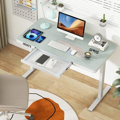 Height Adjustable Electric Standing Desk With Drawer, Glass Top, Charging, Sit Stand Home Office Computer Workstation Height Adjustable Electric Standing Desk With Drawer, Glass Top, Charging, Sit Stand Home Office Computer Workstation