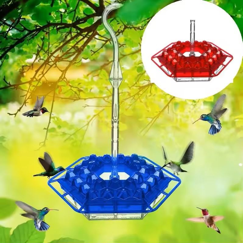 Hexagonal Hanging Bird Feeder With Hook For Garden purple