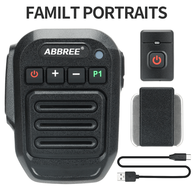 Wireless Bluetooth Walkie Talkie Speaker Mic | Handheld High Power Type C Microphone black