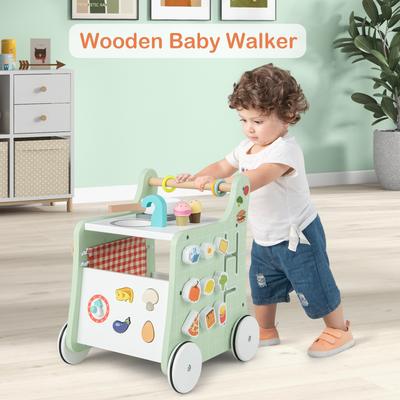 6 in 1 Wooden Baby Stroller With Play Kitchen For Toddlers 12+ Months, Multifunctional Learning Toy 6 in 1 Wooden Baby Stroller With Play Kitchen For Toddlers 12+ Months, Multifunctional Learning Toy