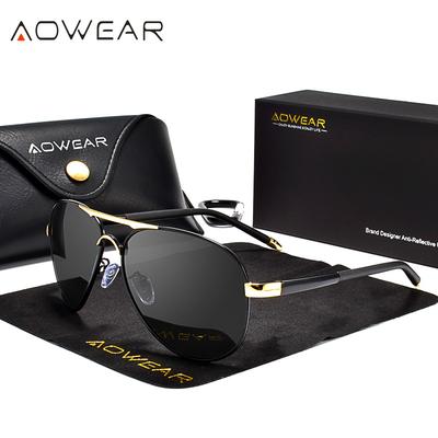 Men's Aviation Sunglasses, Men Polarized Mirror Lens HD Driving Pilot Sun Glasses For Man gold