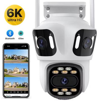 6K HD Outdoor PTZ WiFi Security Camera With Triple Lens And Auto Tracking eu Plug 4k Camera no Sd