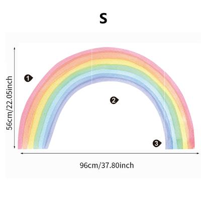 Large Rainbow Pastel Wall Stickers Mural, Nursery Kids Room Wall Decals, Baby Shower Playroom Decorations, Baby Boy Girl rnw02 s as Picture Shows