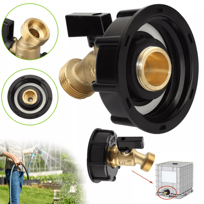 IBC Tote Water Tank Adapter With Brass Hose Faucet Valve Connector, Coarse Thread For Garden Hose, RV And Camping IBC Tote Water Tank Adapter With Brass Hose Faucet Valve Connector, Coarse Thread For Garden Hose, RV And Camping