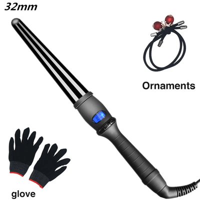 Conical Ceramic Curling Wand With LCD Display uk Plug 32mm