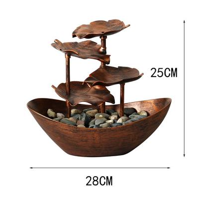 4 Tier Lotus Leaf Tabletop Water Fountain, USB Indoor Small Waterfall Fountain With Automatic Pump & LED Light For Home bronze