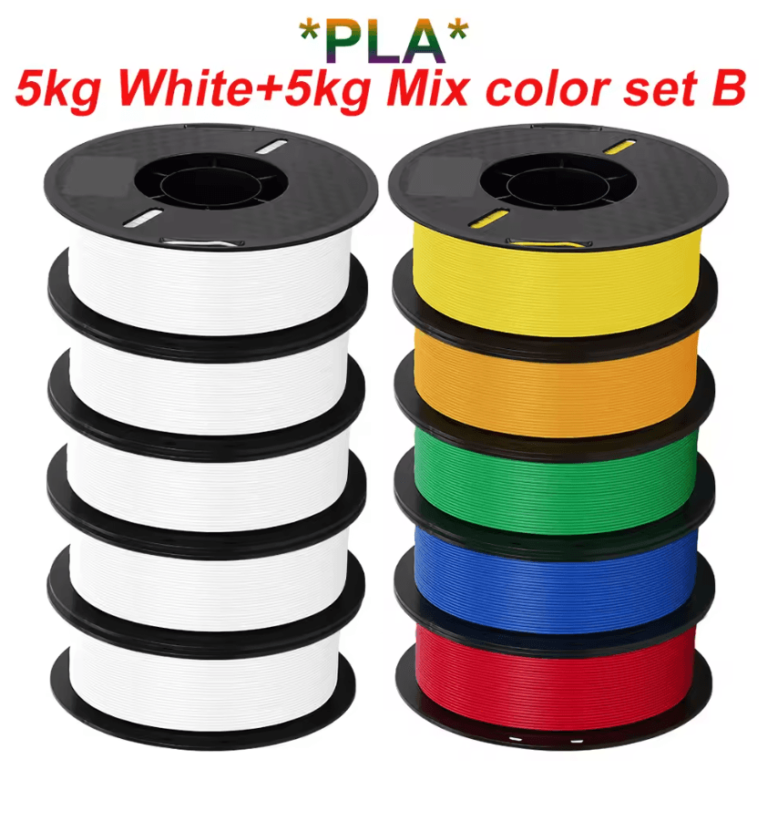 KINGROON 10KG 3D Printer Filament Bundle PLA PETG 1.75mm Mixed Colors For FDM Printing petg White And Grey