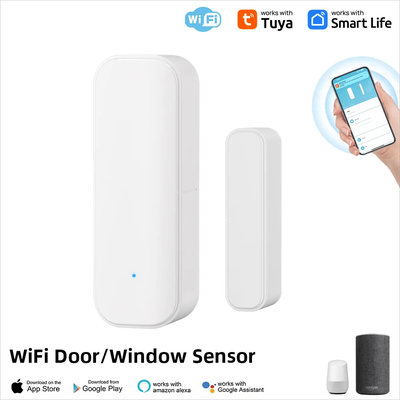 Tuya WiFi Zigbee Window Door Sensor Smart Home Security Alarm System With Alexa & Google Home Voice Control 19jwt Wifi